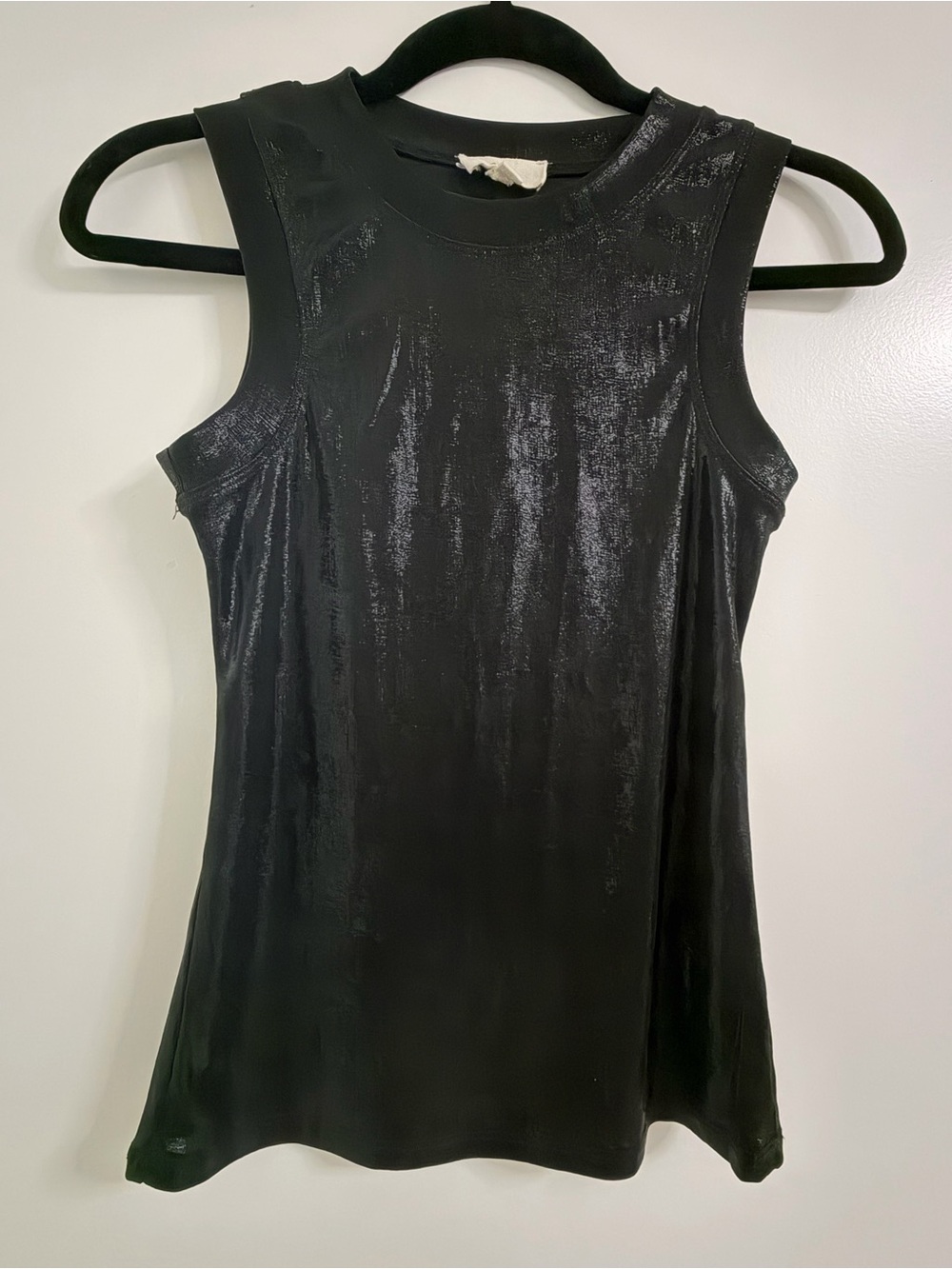 Elan Black Sleeveless Shimmer Glitter Tank Top